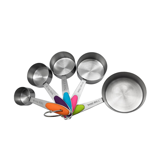 Stainless Steel Measuring Cups Set – 5pcs with Silicone Handles